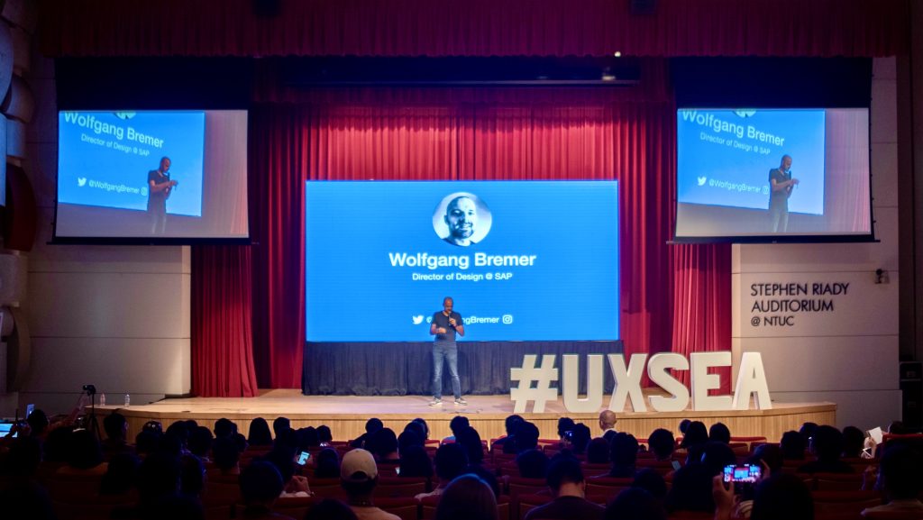 Wolfgang Bremer is holding his keynote "Everybody is a Designer. Deal with it." at the UXSEA Summit 2019 in Singapore