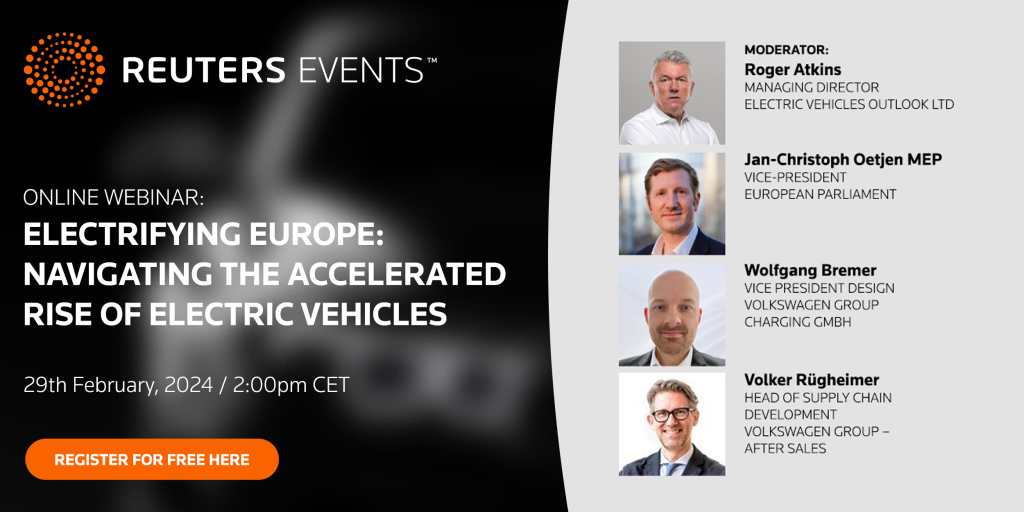 Wolfgang Bremer is a speaker on the Reuters panel "Electrifying Europe: Navigating the Accelerated Rise of Electric Vehicles" in 2024